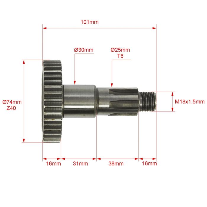 LX162FMK-2 (200 cc, variator, reverse) gearbox shaft set